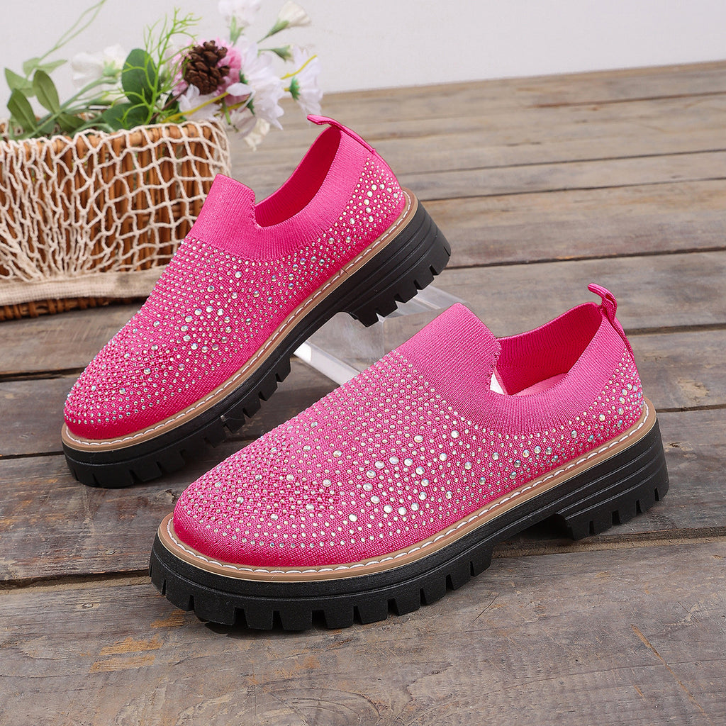 Rhinestone Platform Slip On Shoes