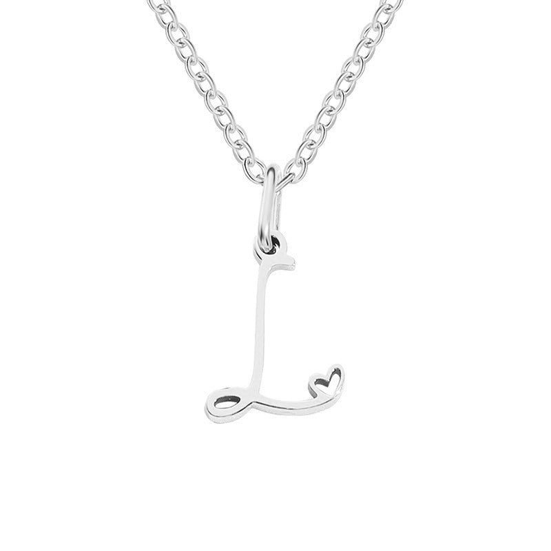 Alphabet Letter Stainless Steel Necklace