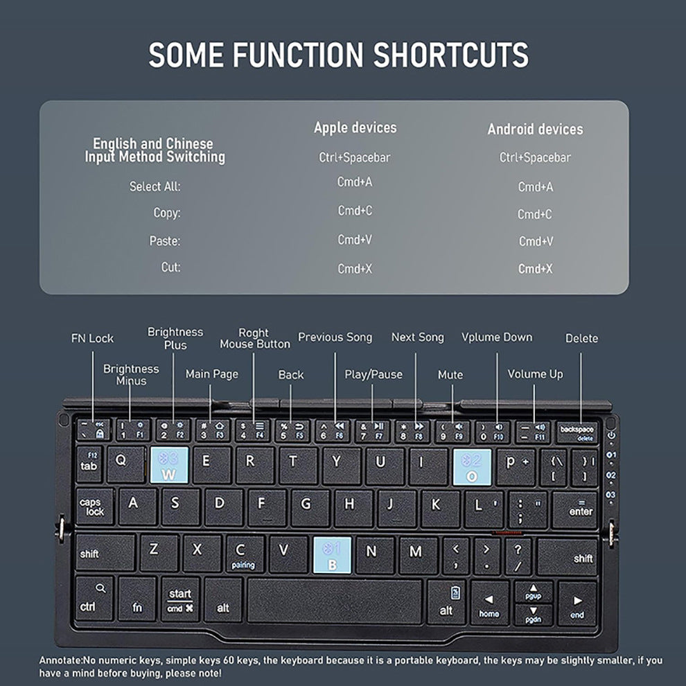 Foldable Bluetooth Keyboard for Mobile Devices