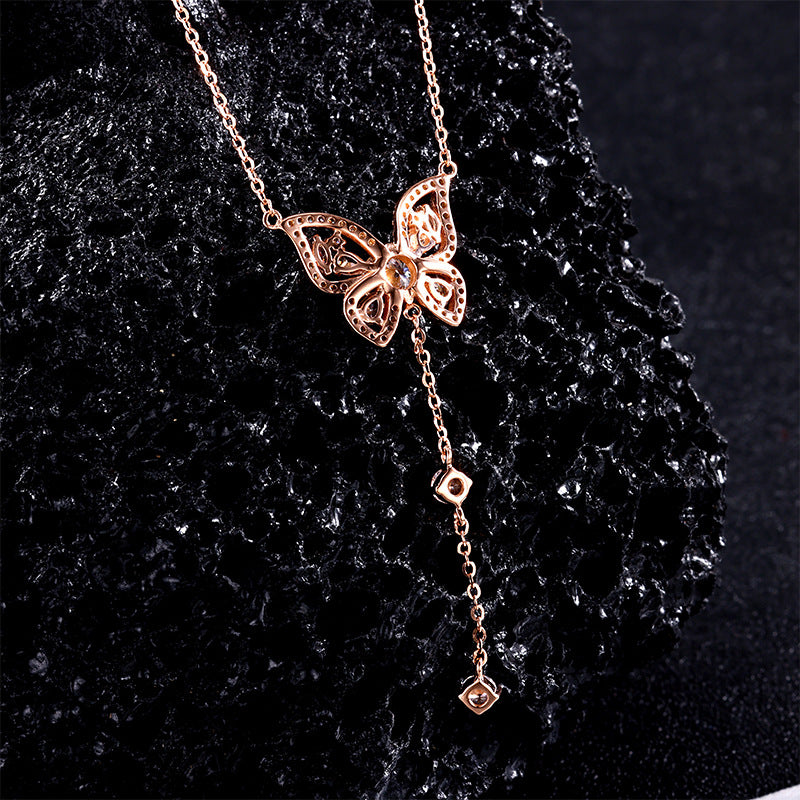 Sterling Silver Butterfly Moissanite Necklace