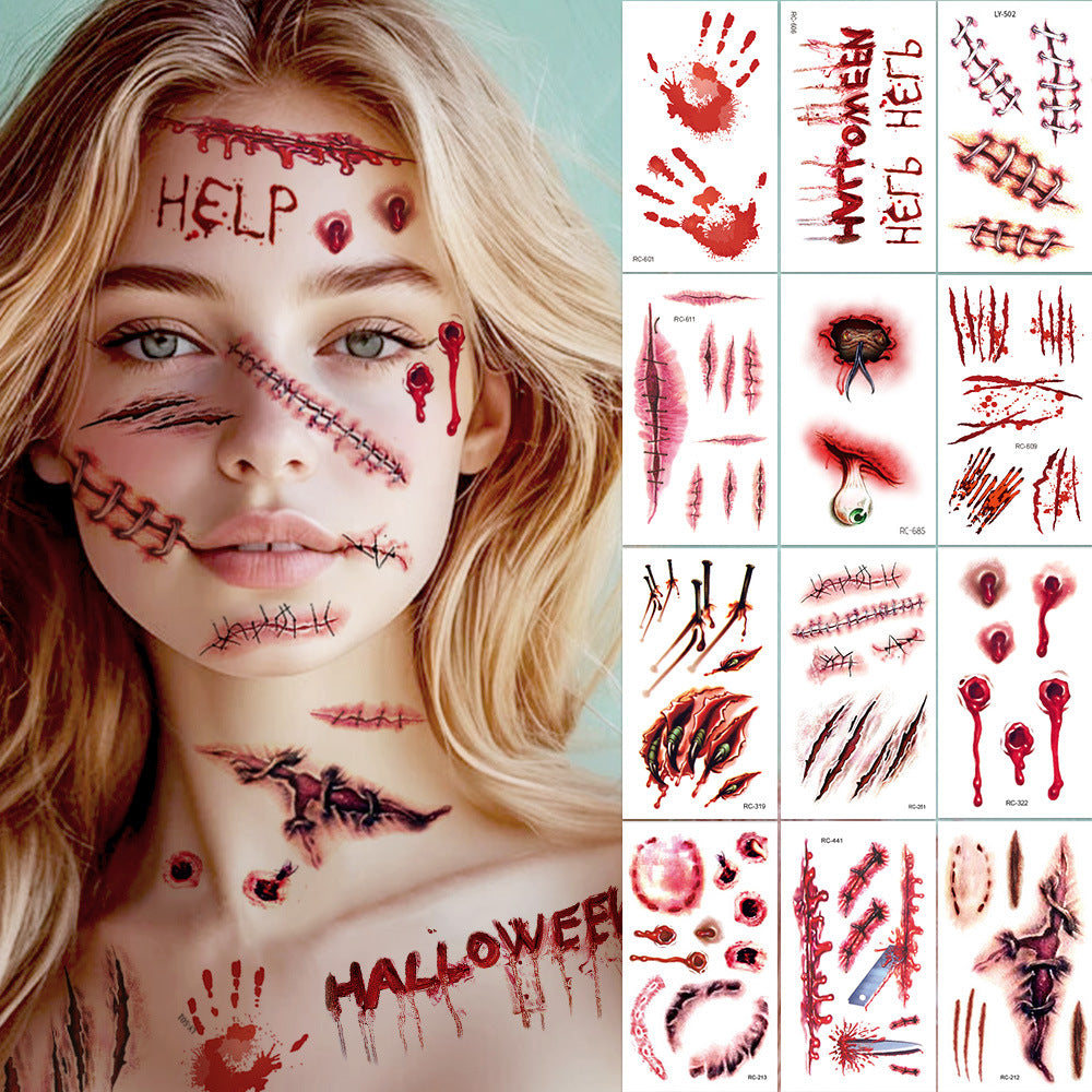 Halloween Scar Face Stickers Horror Makeup Set