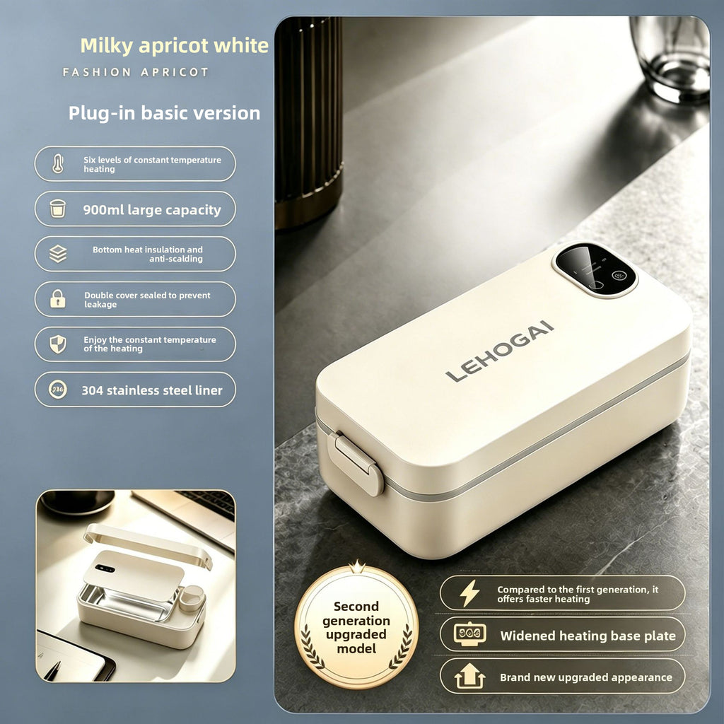 New Model of Water-Free Heating Lunch Box, USB Charging Portable Insulated Lunch Box, 304 Stainless Steel Electric Heating Lunch Box
