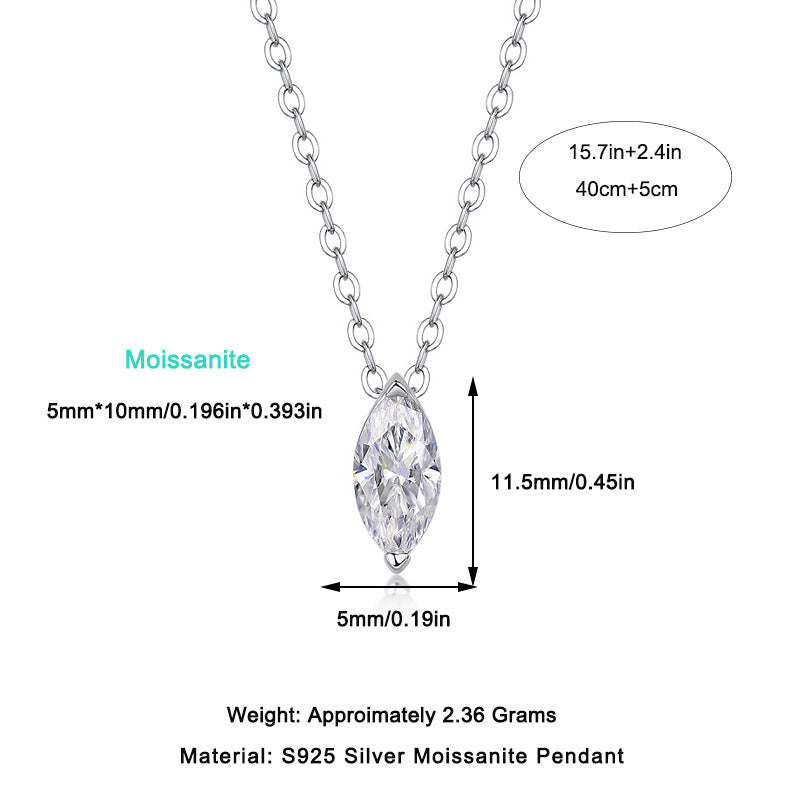 Sterling Silver Moissanite Geometric Pendant Necklace