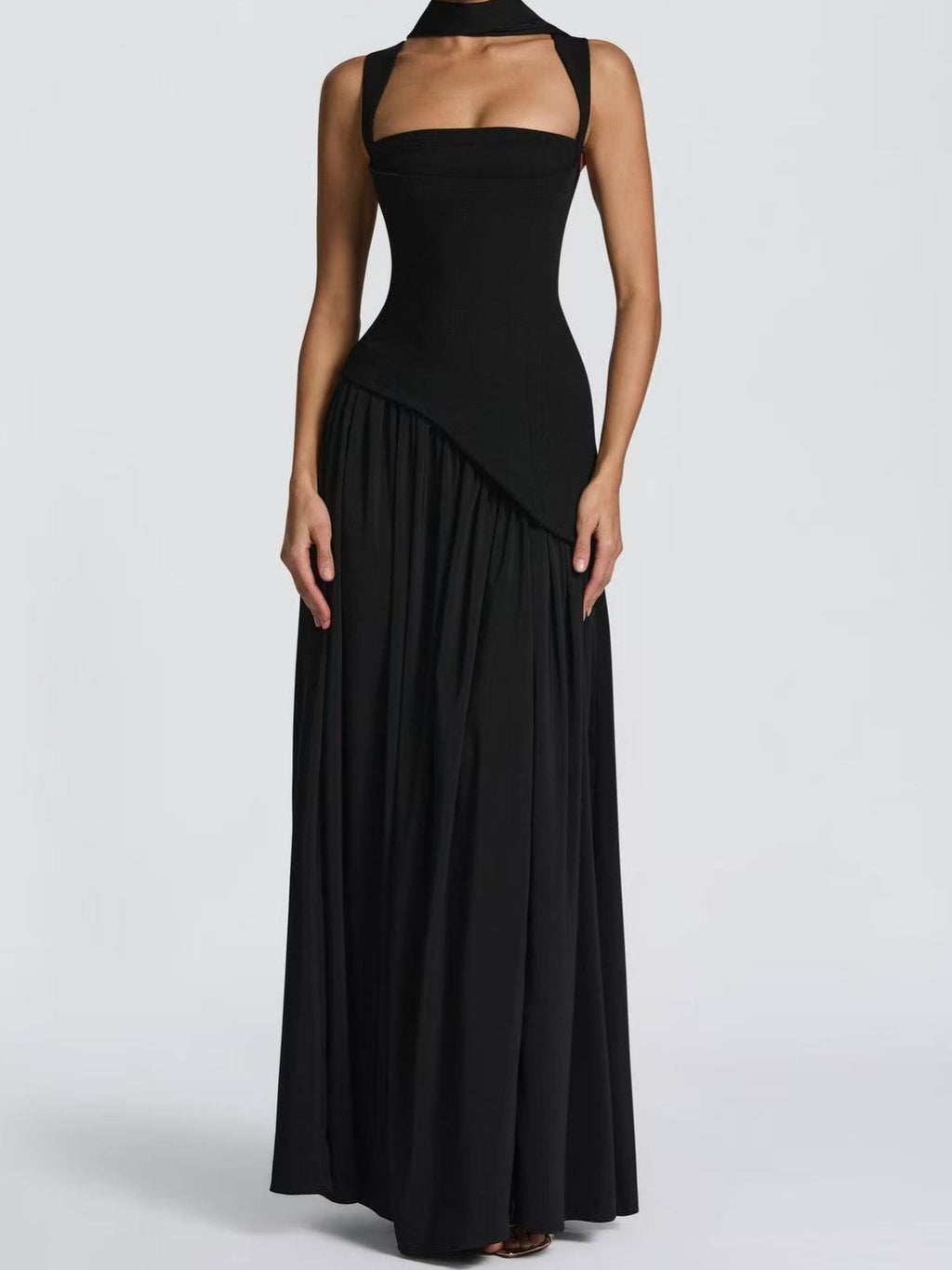Irregular Hem Waist-Cinching Straps Dress