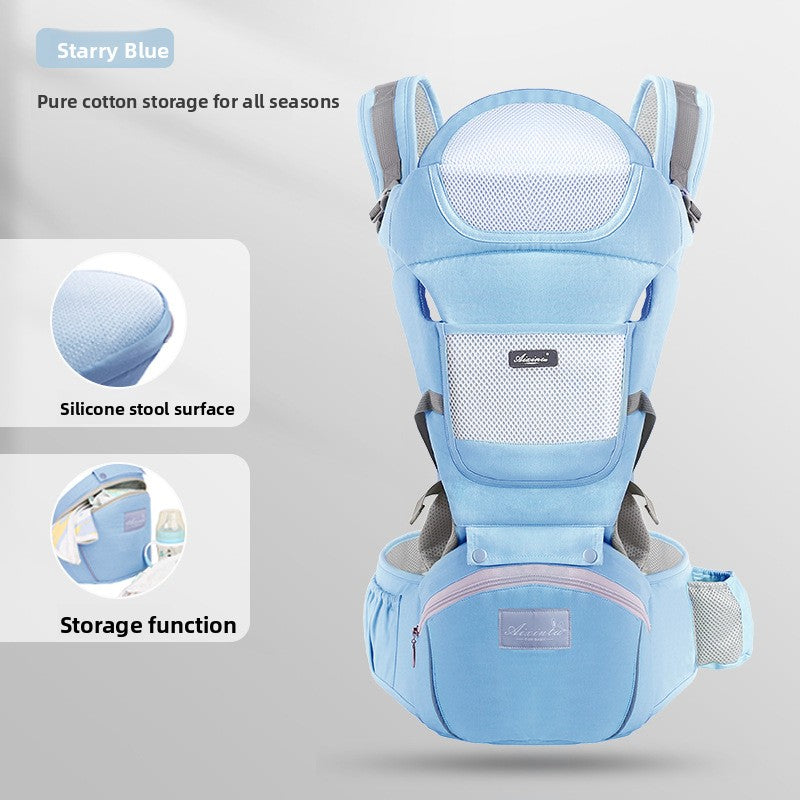 Foldable Baby Carrier with Waist Stool Dual Shoulder Support