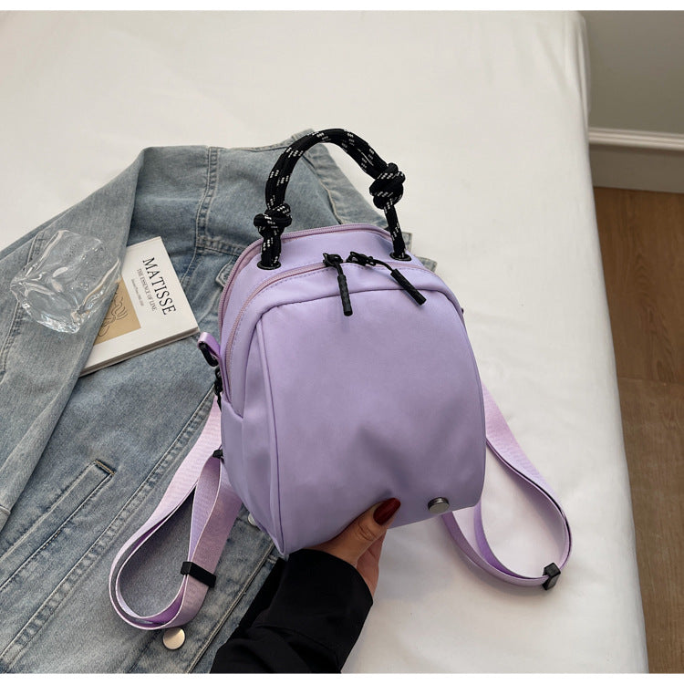Mini Lightweight Multi-Compartment Nylon Bag, Stylish Convertible Backpack Crossbody Handbag