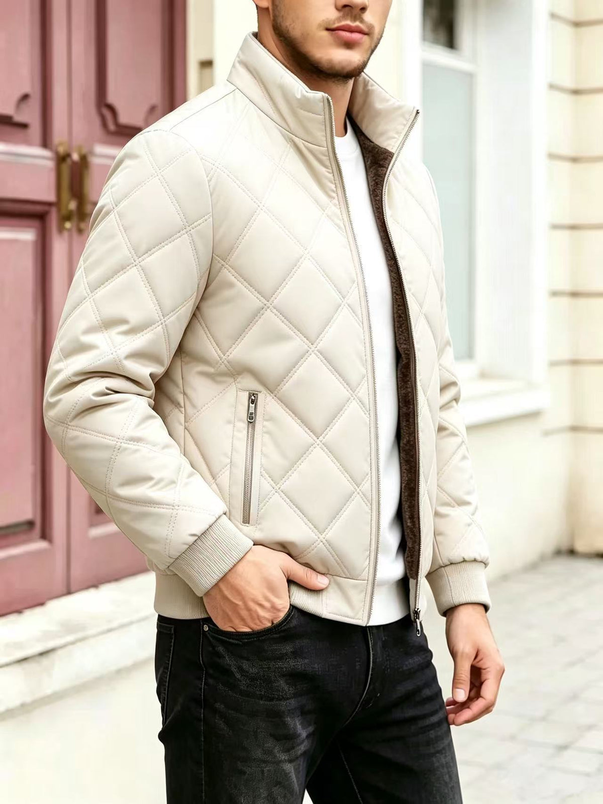 Men's Thickened Stand Collar Padded Jacket Winter Warm Loose Coat