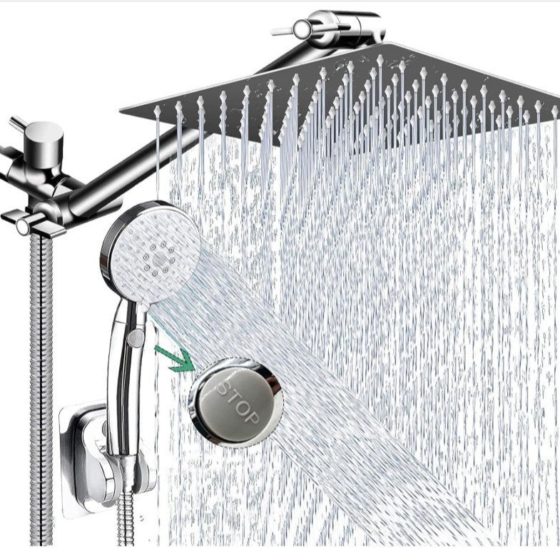 Stainless Steel Shower Set with 8 Functions and Extension Rod