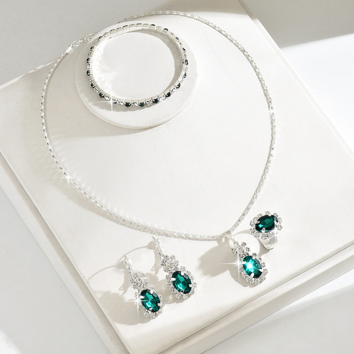 Water Drop Rhinestone Jewelry 4-Piece Set