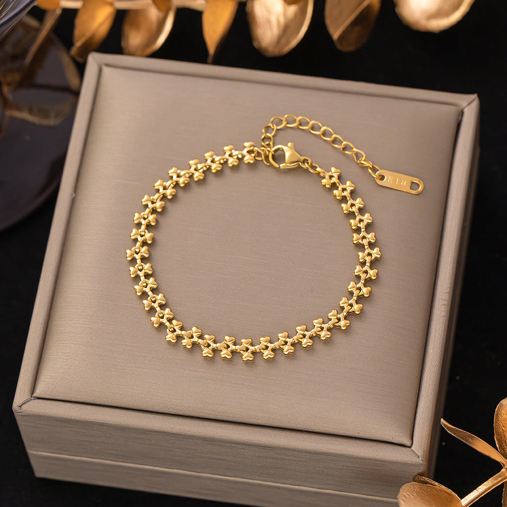 Women's Titanium Steel Inlaid Charm Bracelet Versatile Fashion Jewelry