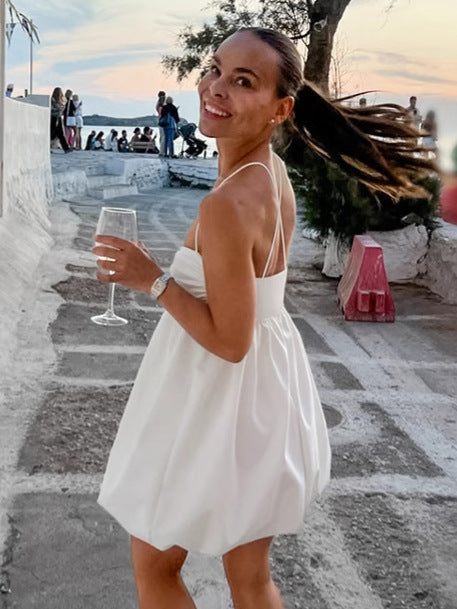 Womens White Wrap Chest A-line Skirt