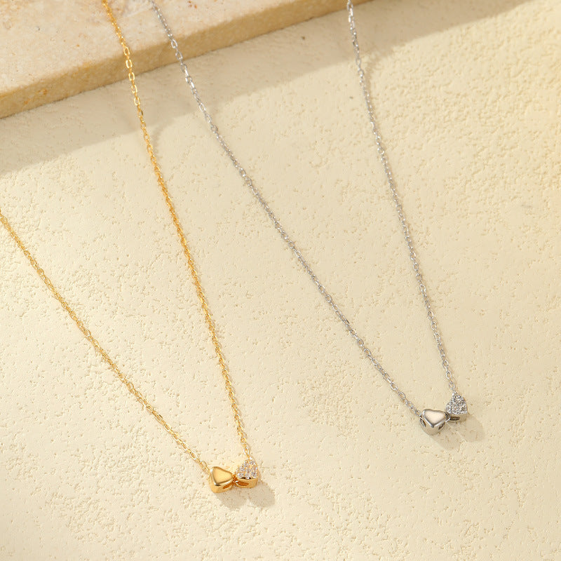 S925 Sterling Silver Double Heart Necklace