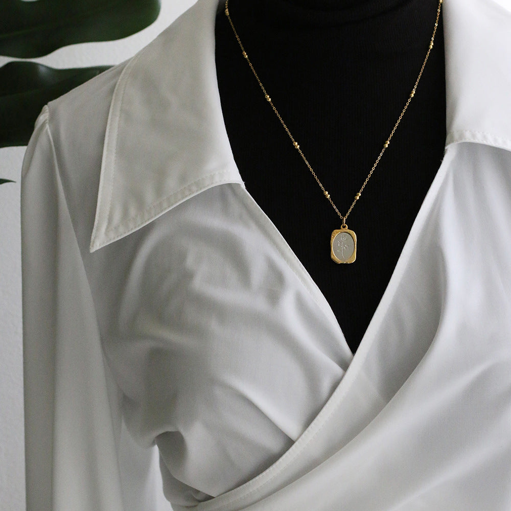 Titanium Steel Color-Preserving Small Mirror Necklace