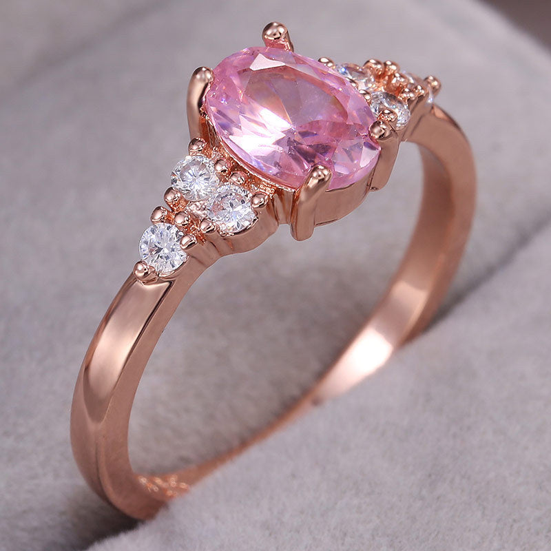 Oval Pink Crystal Zircon Ring