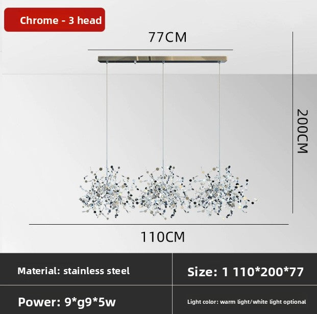 Stainless Steel Decorative Pendant Light Luxury Nordic Chandelier for Living Room Restaurant