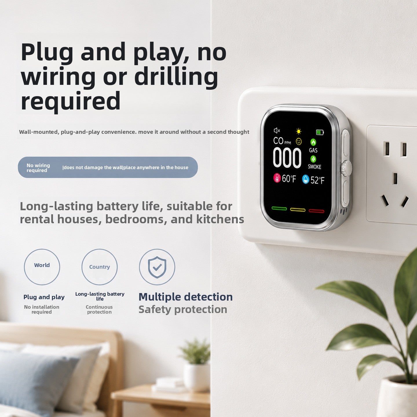 Carbon monoxide detector for home use