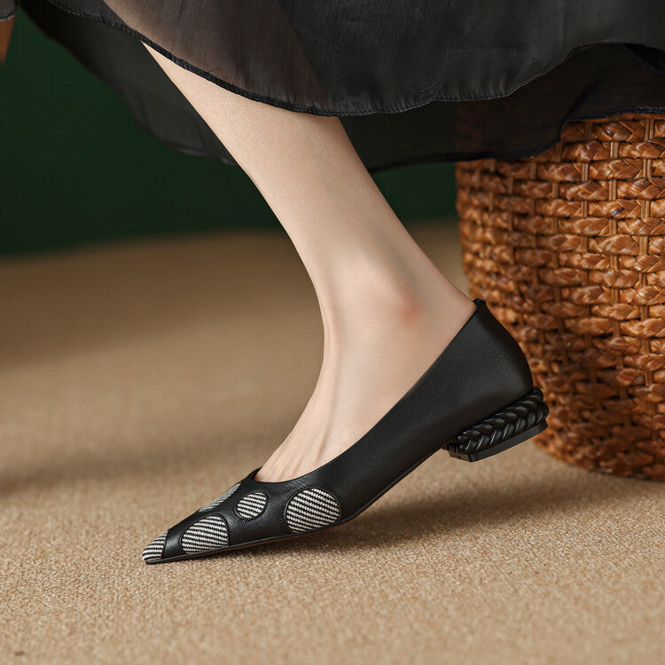 Womens Sheepskin Square Heel Flat Shoes
