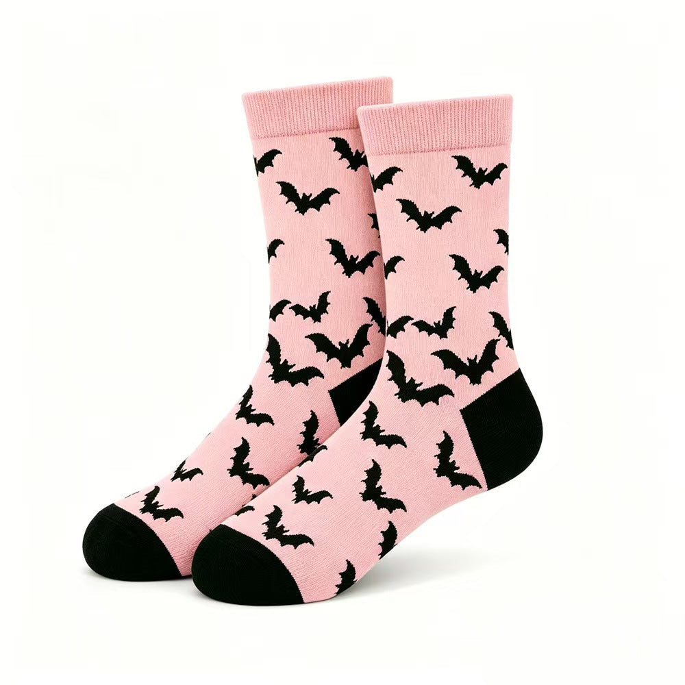 Halloween Men's and Women's Anti-Slip Pumpkin Bat Pattern Socks