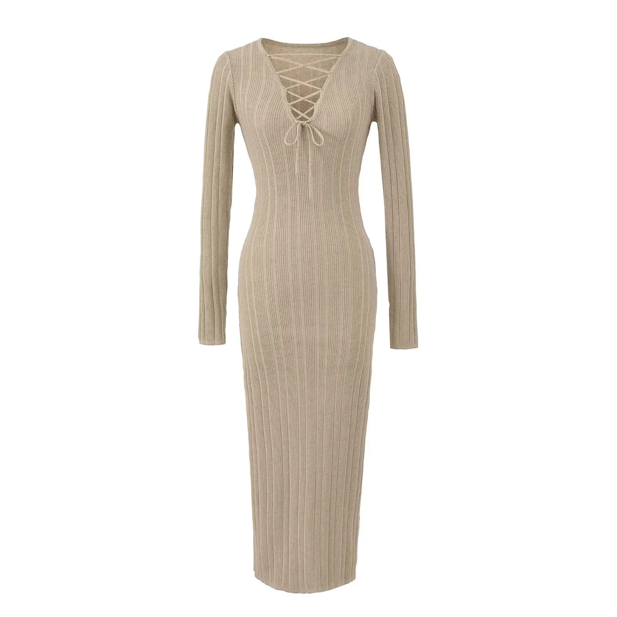 Knit Twist Waist Long Dress