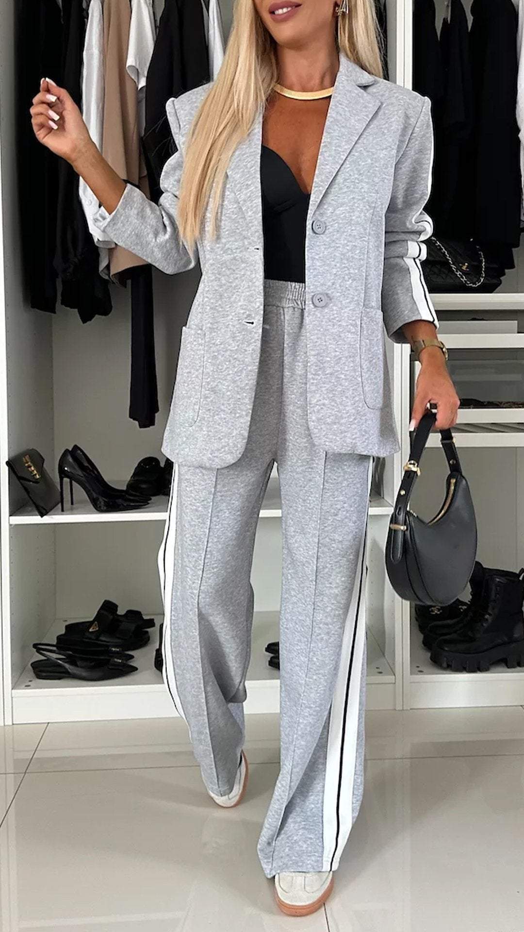 Women's Long Sleeve Lapel Casual Suit Set