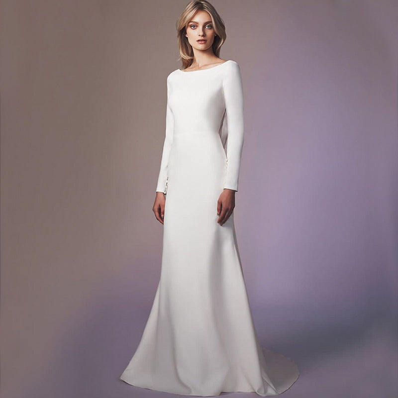 Elegant Long Sleeve Backless Mermaid Wedding Dress