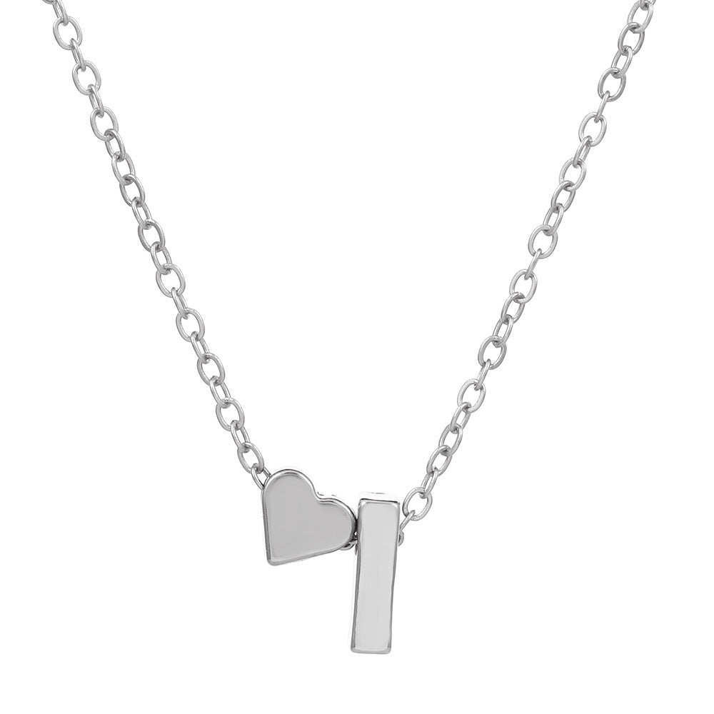 Heart Letter Necklace and Bracelet Set