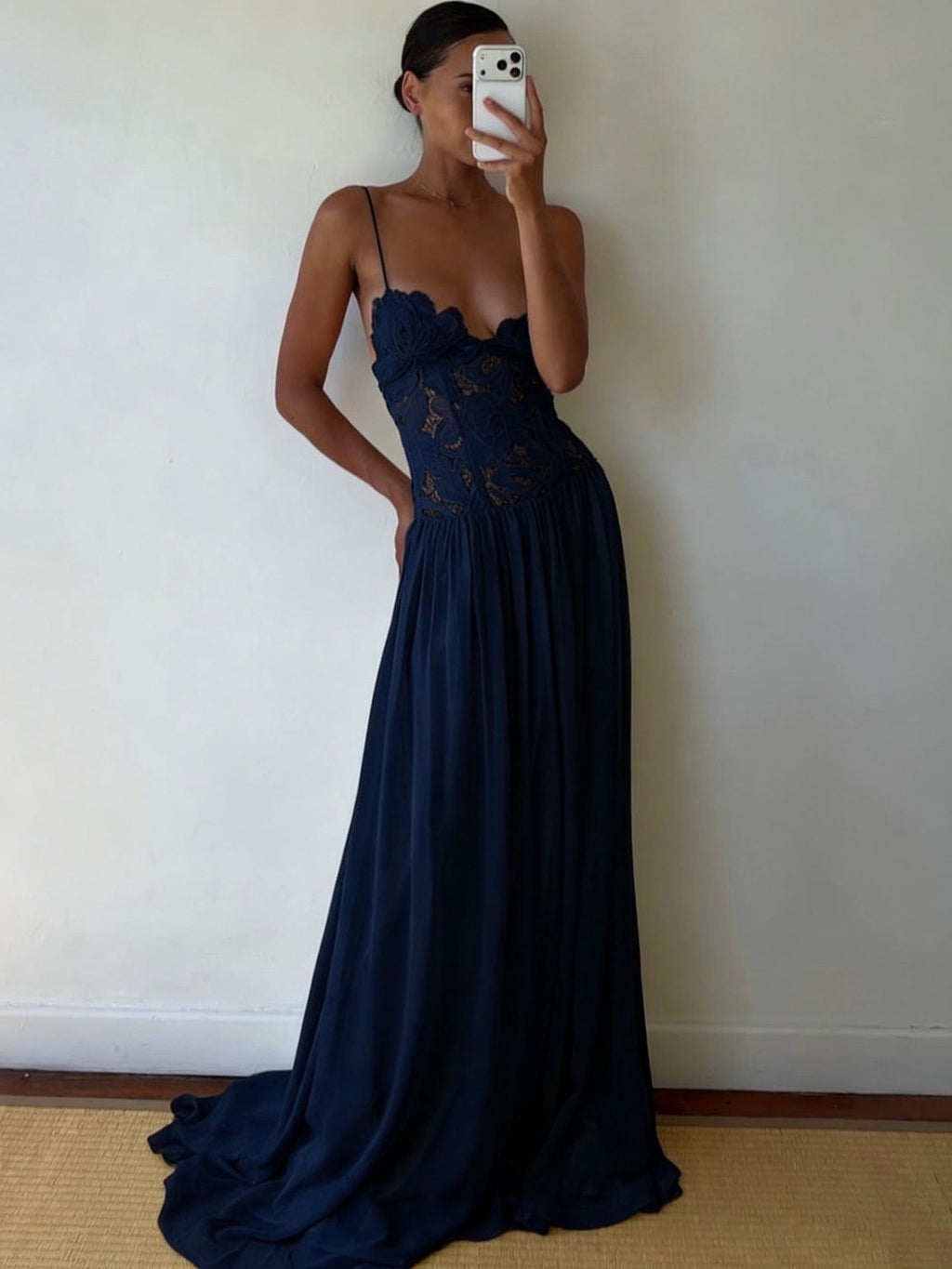 Floral Lace Strappy Long Dress