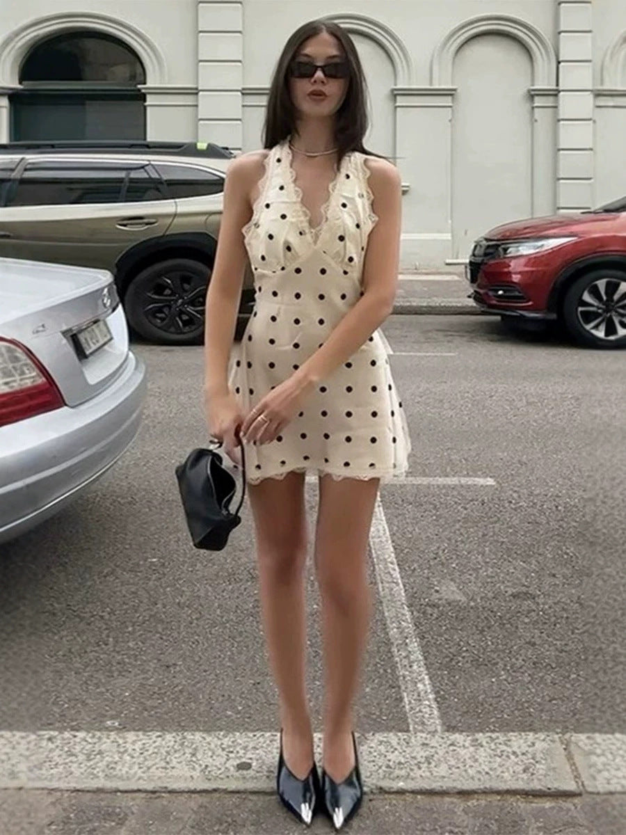 Floral Print Chiffon Backless Dress with Waist Tie
