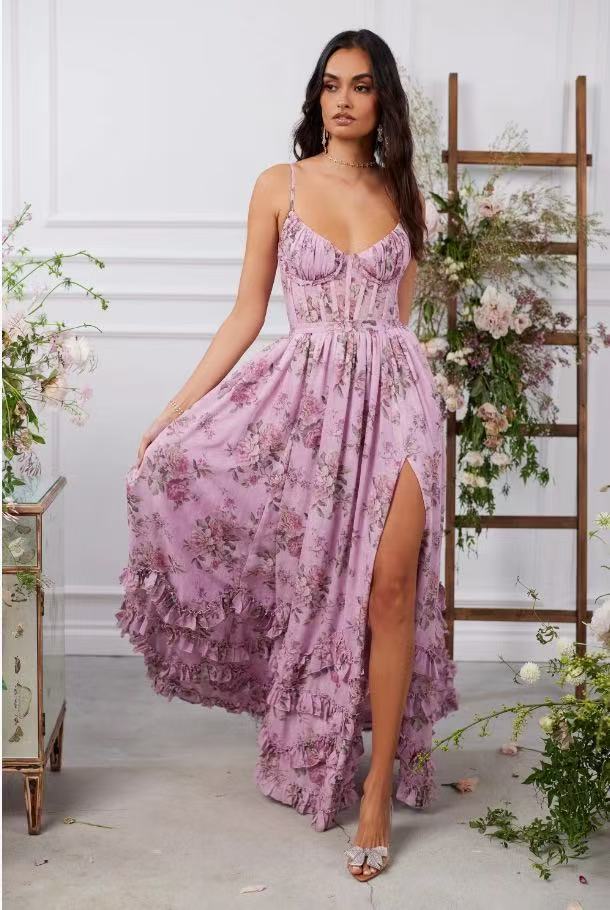 Women's Strapless Chiffon Maxi Dress