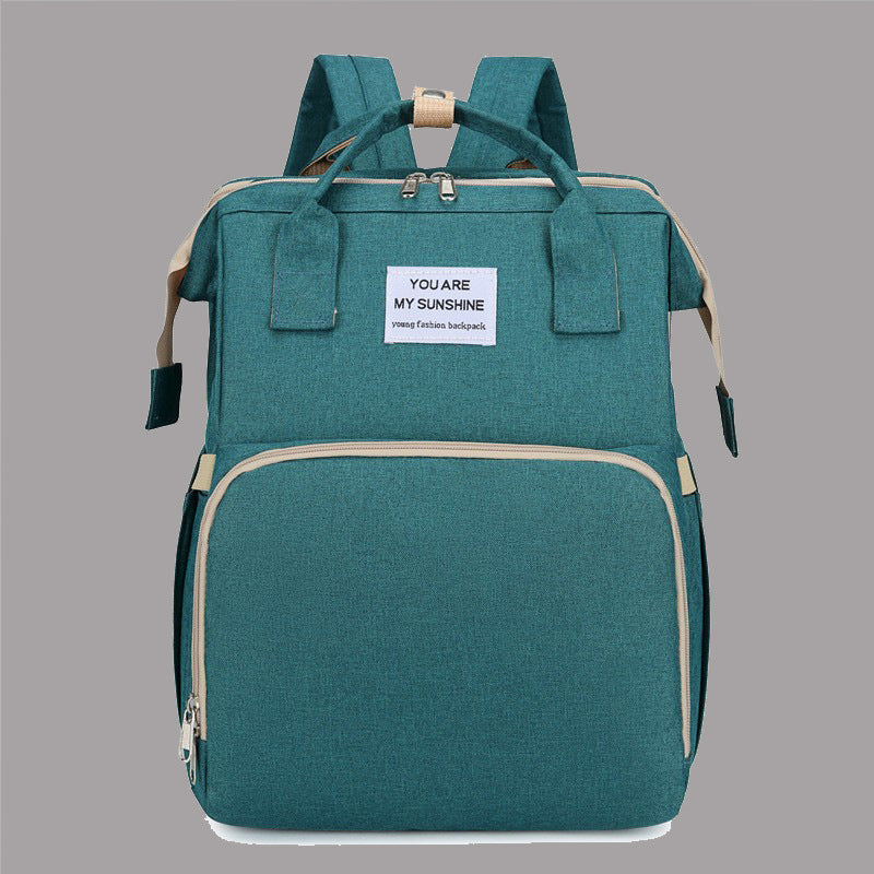 Multifunctional Mommy Backpack with Baby Crib Large Capacity Waterproof Diaper Bag