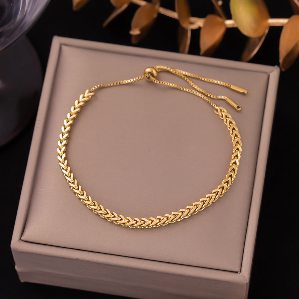 Women's Titanium Steel Inlaid Charm Bracelet Versatile Fashion Jewelry