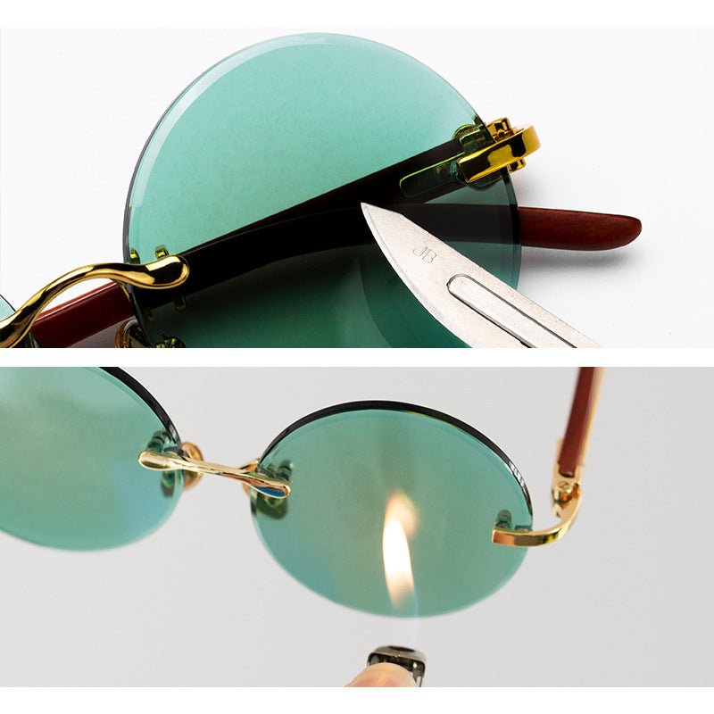 Retro Crystal Round Frame Sunglasses