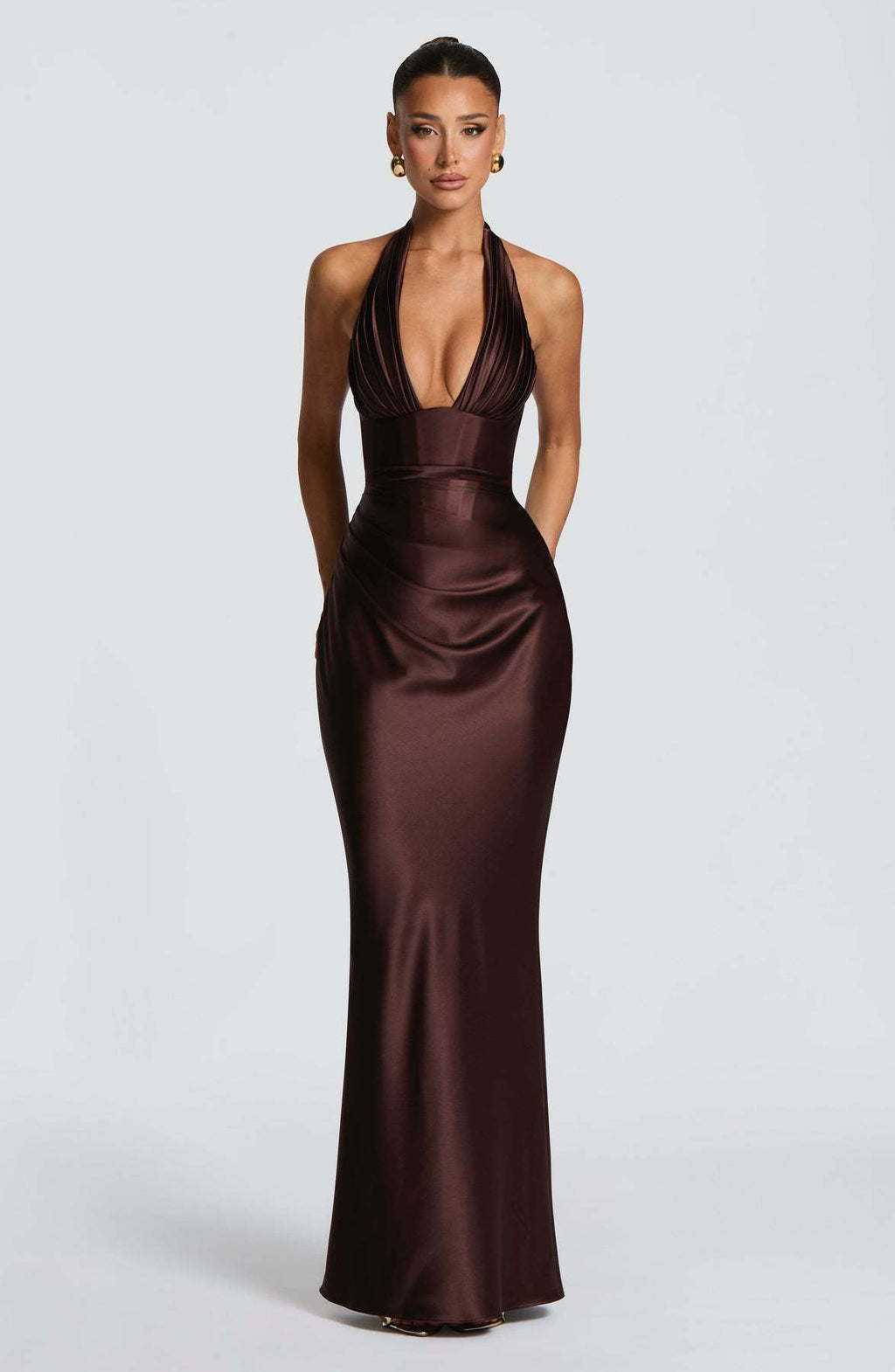 Long Neck Deep V Dress