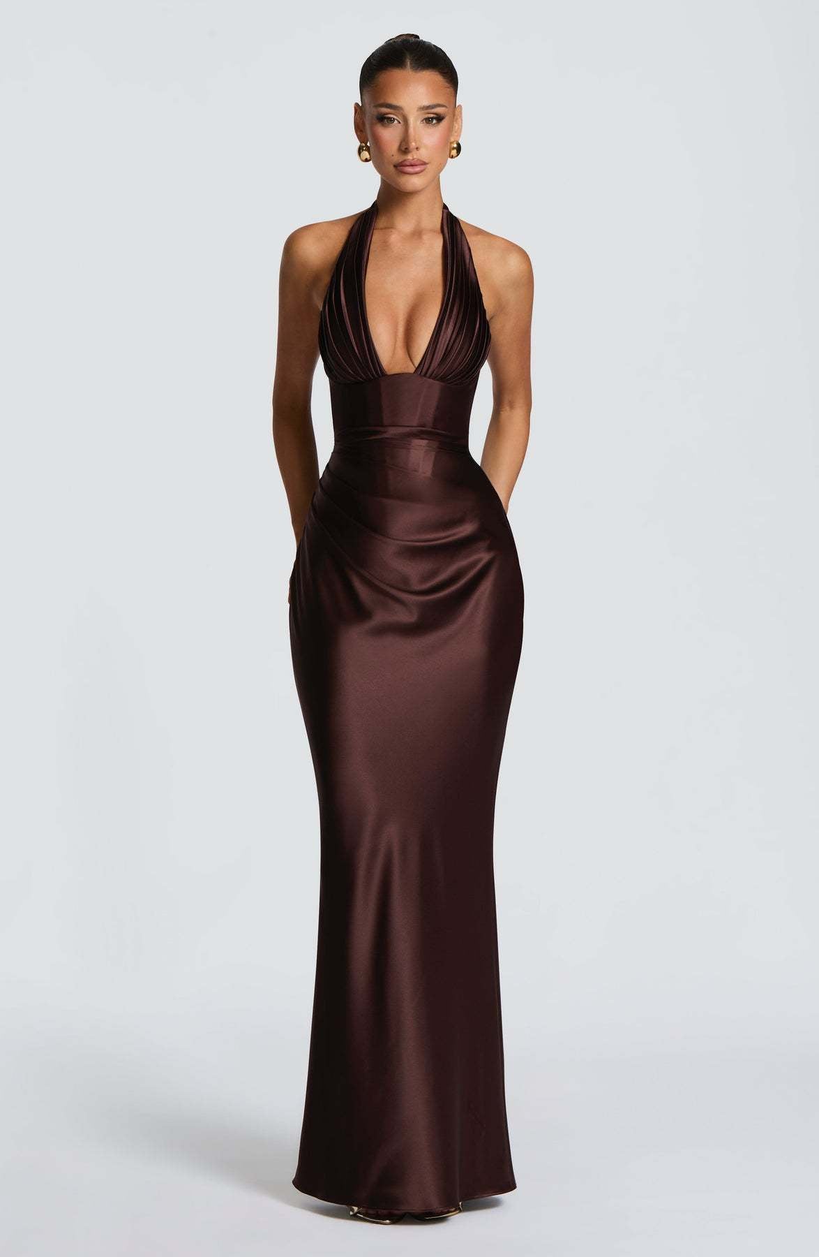 Long Neck Deep V Dress