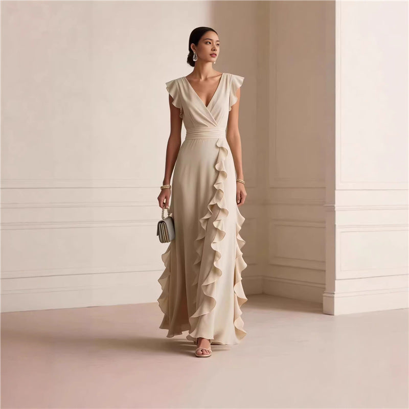 Summer Sleeveless V-Neck Pleated Dress