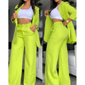 Women?s Solid Color Split Sleeve Lapel Pocketed Suit Set