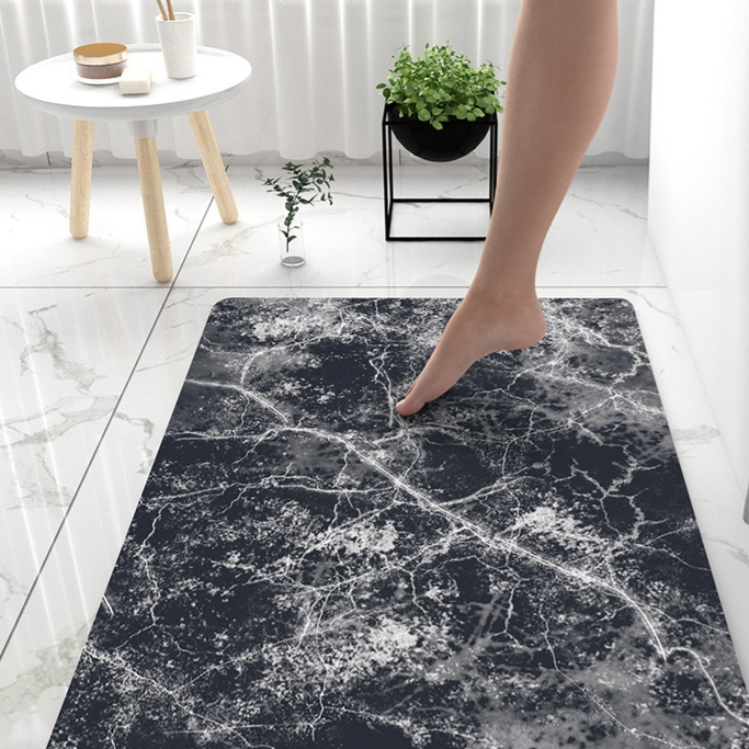 Marble Pattern Bathroom Floor Mat Soft Diatomaceous Earth Non-Slip Quick Drying Mat