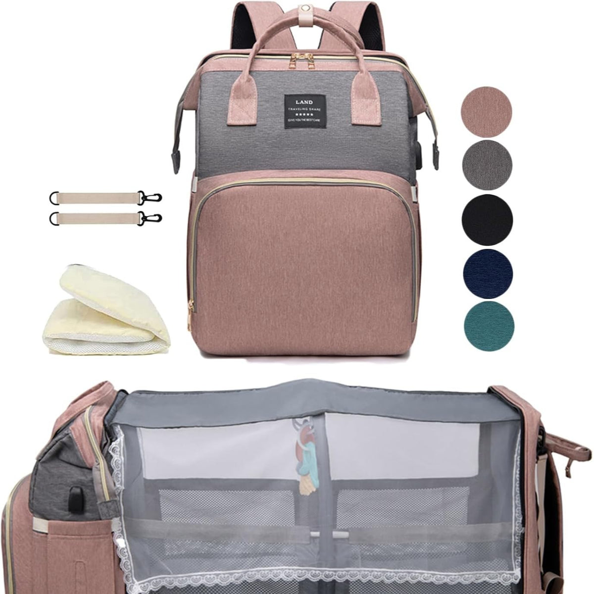 Water-Repellent Diaper Bag Backpack