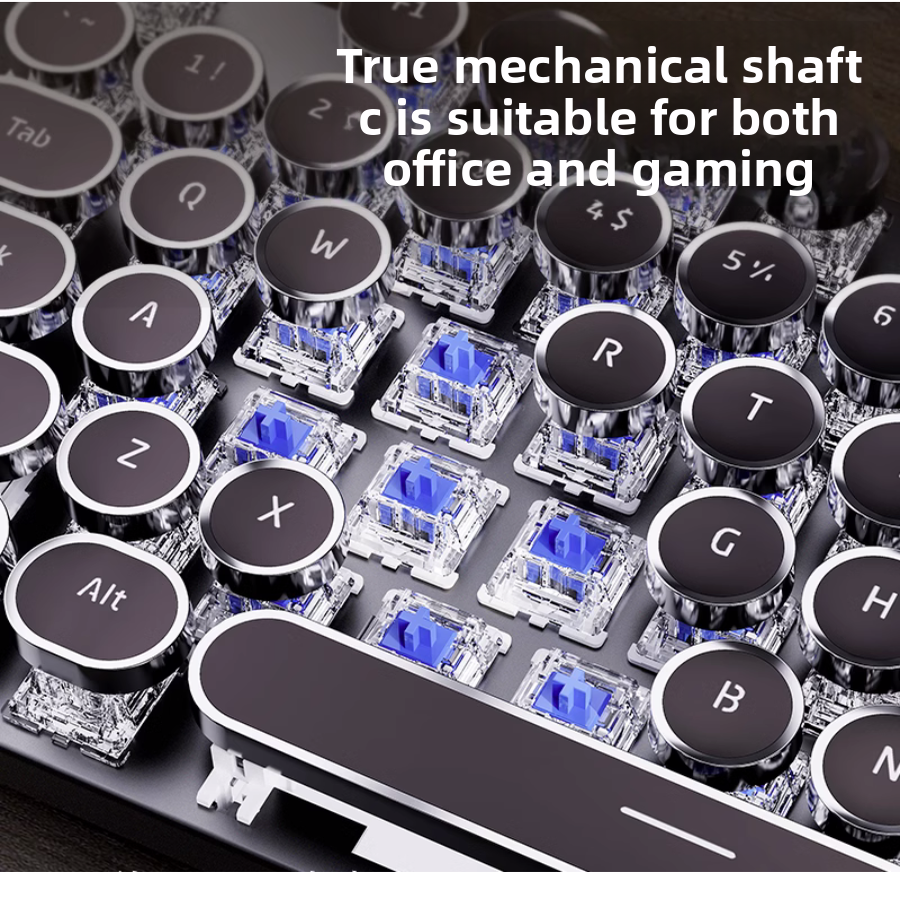 Retro Punk Wireless Mechanical Keyboard and Mouse Set