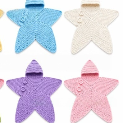 Baby Starfish Knitted Sleeping Bag Newborn Hooded Swaddle Wrap