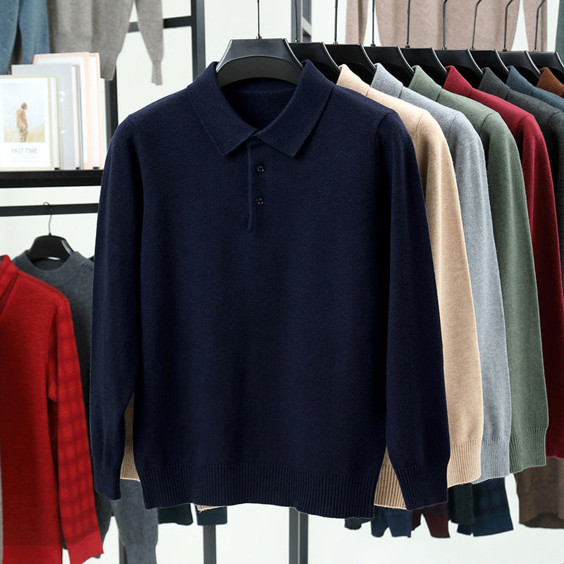 Mens Wool Blend Knitted Polo Shirt