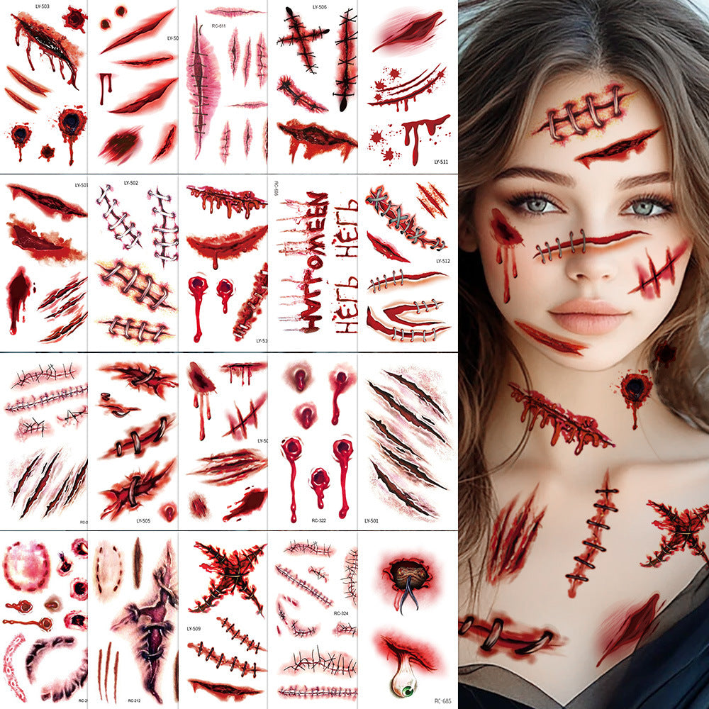 Halloween Scar Face Stickers Horror Makeup Set