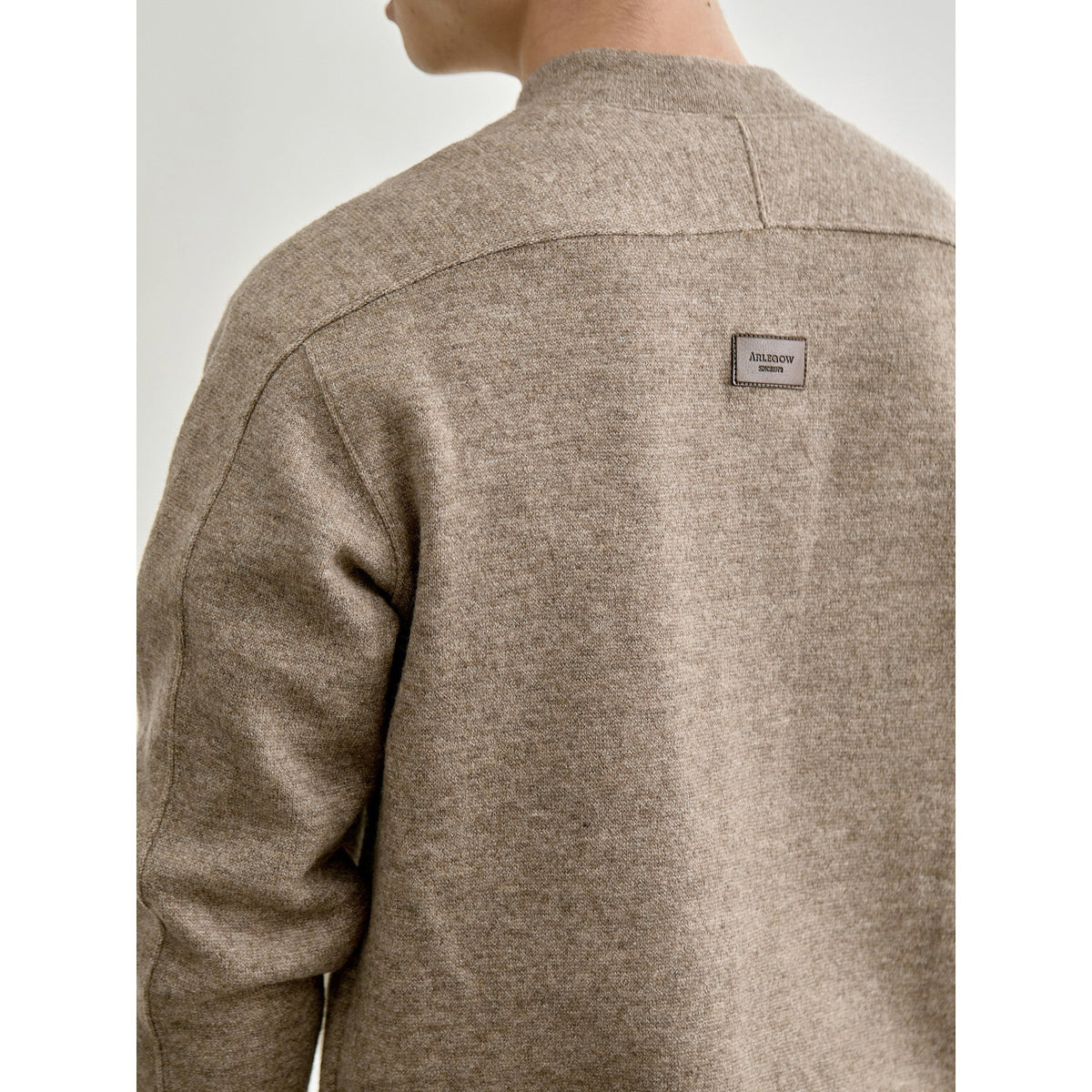 Men's baseball-style textured blended knit cardigan