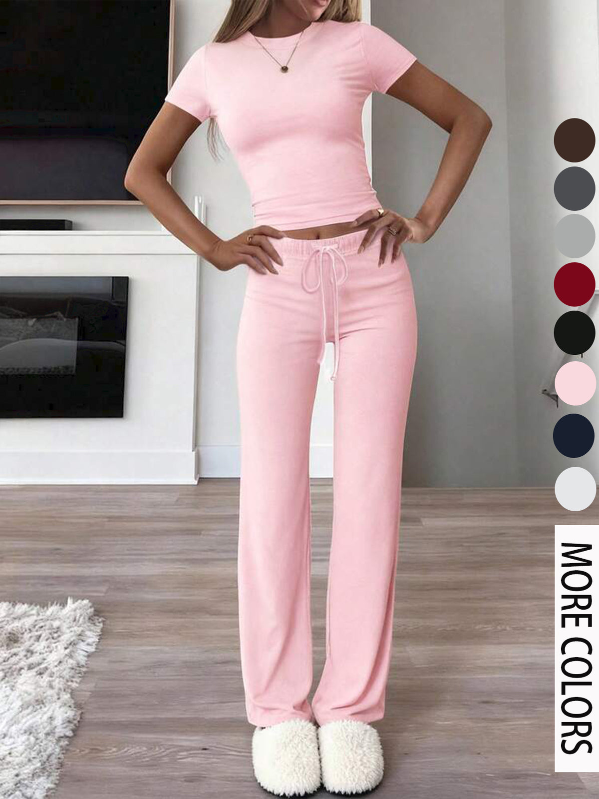 Casual Cotton Blend Two-Piece Set