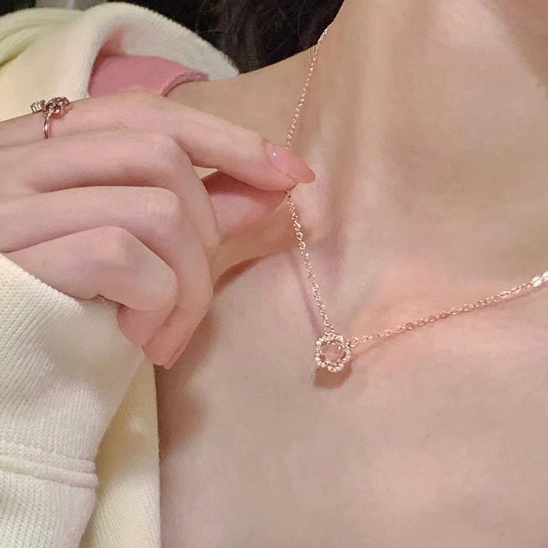 Pink Crystal Cherry Blossom Necklace