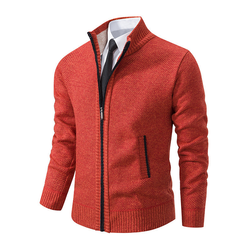 Plus Size Men Stand Collar Casual Cardigan Jacket