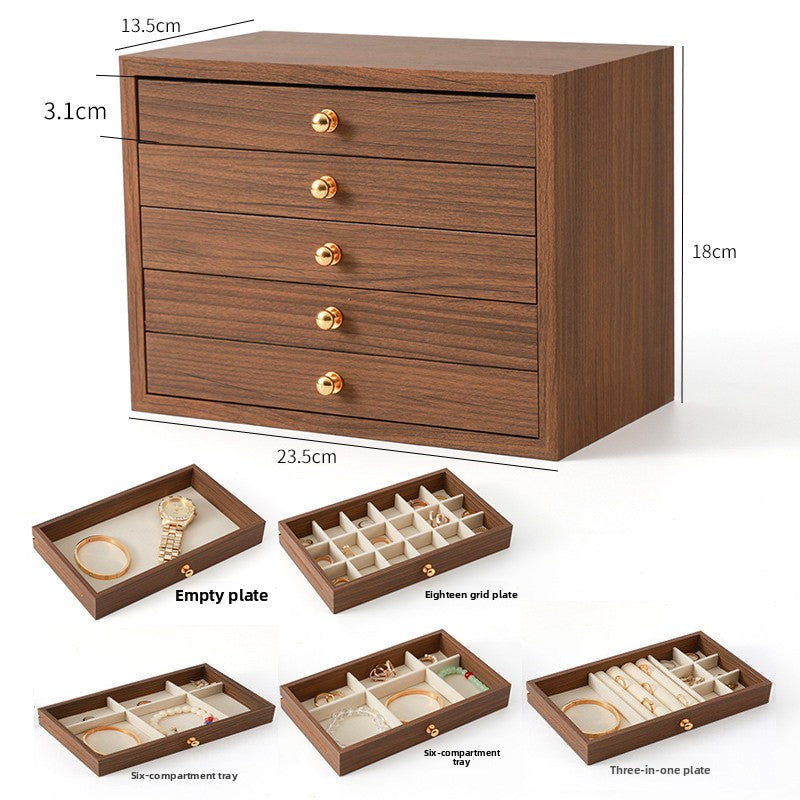 Walnut Wood Grain Jewelry Storage Box