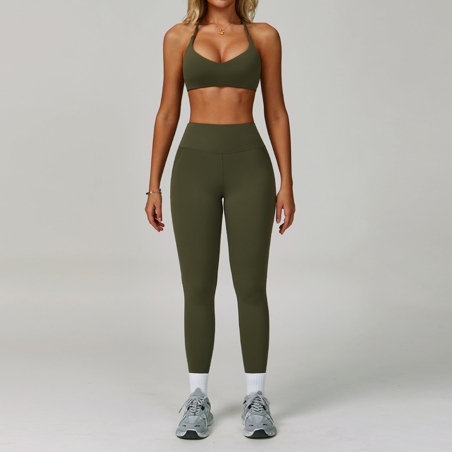 Womens Backless Yoga Fitness Set High-Intensity Sportswear