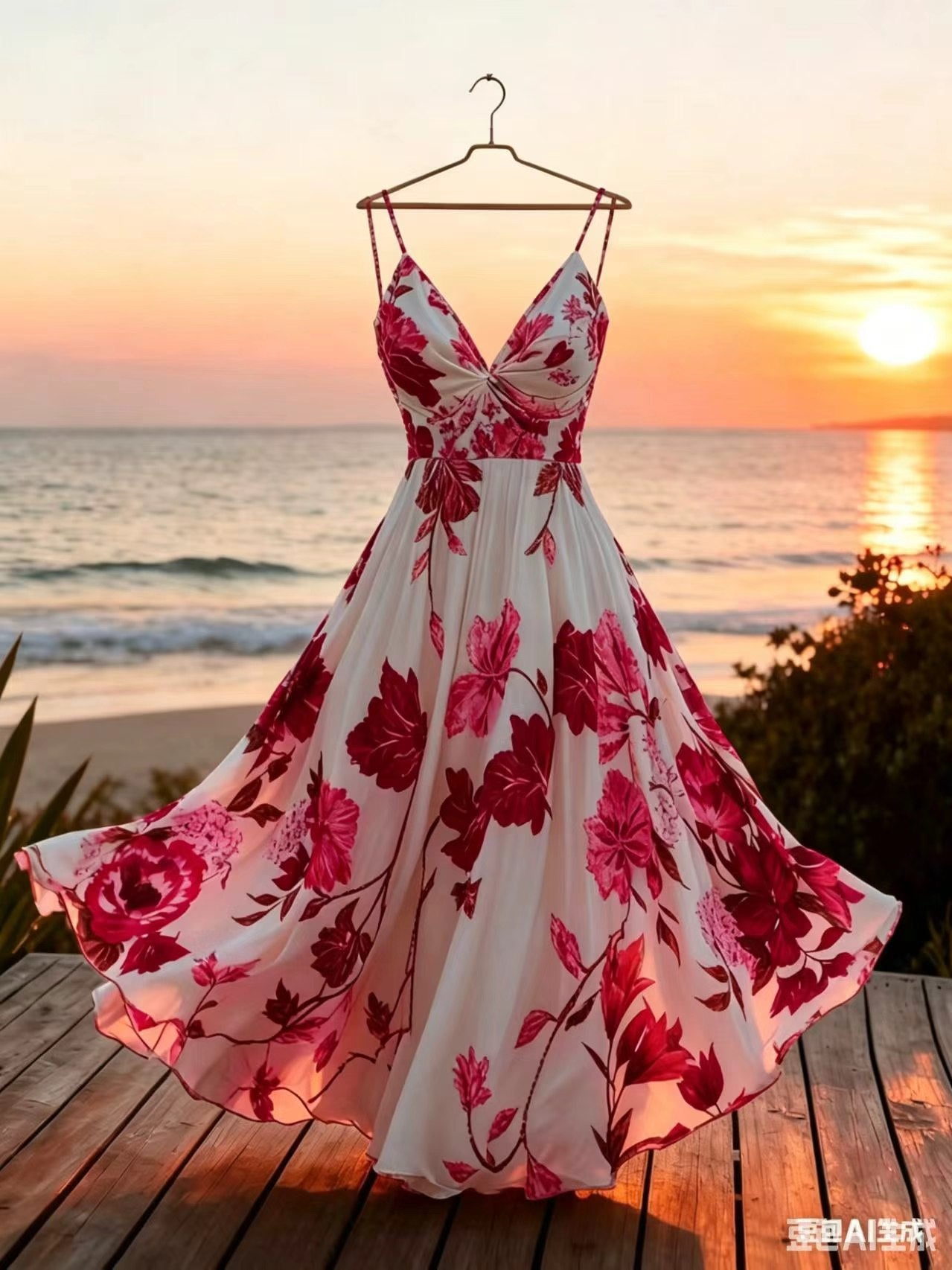 French Print Suspender Dress
