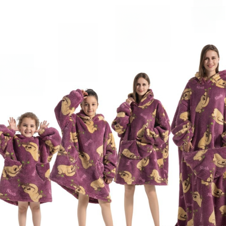 Children's Hooded Coral Velvet Pajamas
